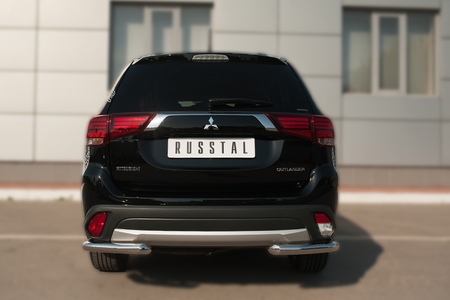 Защита заднего бампера уголки d63 секции RUSSTAL Mitsubishi Outlander (2015-2017) MOZ-002116