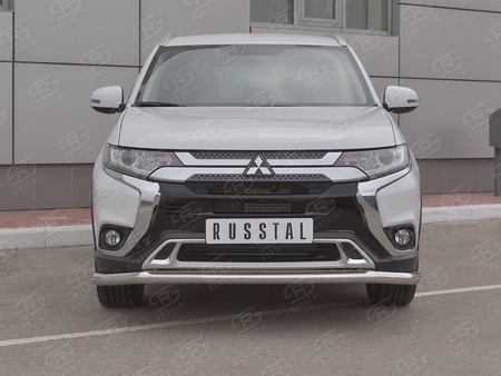 Защита переднего бампера d63 секции RUSSTAL Mitsubishi Outlander (2018-2023) MOZ-003201