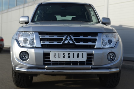 Защита переднего бампера d76х42 дуга RUSSTAL Mitsubishi Pajero (2012-2014) MP4Z-001037