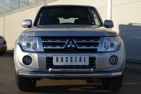 Защита переднего бампера d76х63 дуга RUSSTAL Mitsubishi Pajero (2012-2014) MP4Z-001038