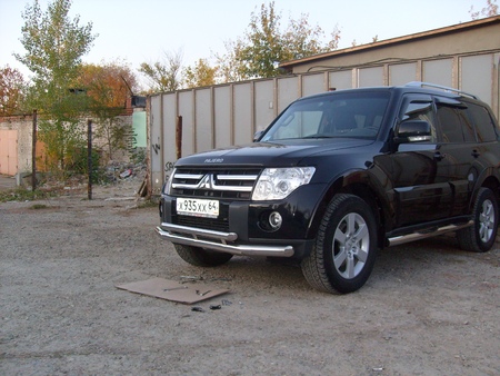 Защита переднего бампера d76+d57 двойная Mitsubishi Pajero (2006-2024) MPJ009