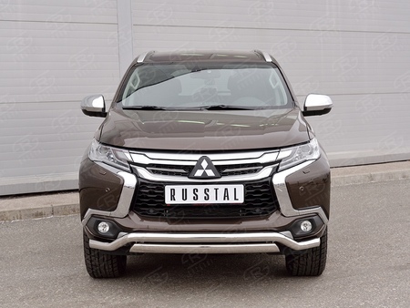 Защита переднего бампера d63 волна-75х42 дуга RUSSTAL Mitsubishi Pajero Sport (2016-2021) MPJSZ-002480