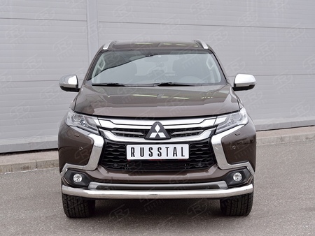 Защита переднего бампера d76 секция RUSSTAL Mitsubishi Pajero Sport (2016-2021) MPJSZ-002481