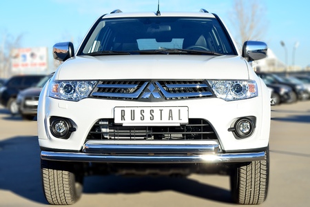 Защита переднего бампера d63 секции d63 дуга RUSSTAL Mitsubishi Pajero Sport (2013-2015) MPSZ-001575