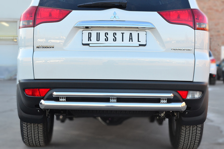 Защита заднего бампера d76 дуга d42 дуга RUSSTAL Mitsubishi Pajero Sport (2013-2015) MPSZ-001586