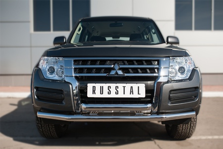 Защита переднего бампера d63 секции d63 дуга+декор RUSSTAL Mitsubishi Pajero (2014-2024) MPZ-002043