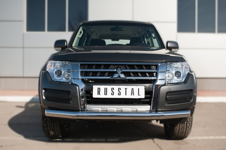 Защита переднего бампера d76 секции RUSSTAL Mitsubishi Pajero (2014-2024) MPZ-002044