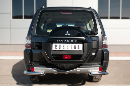 Защита заднего бампера уголки d63 секции RUSSTAL Mitsubishi Pajero (2014-2024) MPZ-002051