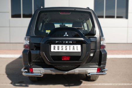 Защита заднего бампера уголки d63 секции d42 секции RUSSTAL Mitsubishi Pajero (2014-2024) MPZ-002052