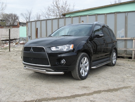 Защита переднего бампера d57+d42 двойная Mitsubishi Outlander XL (2010-2012) MXL10-005