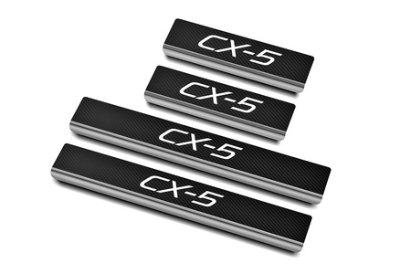 Накладки на пороги карбон с надписью RUSSTAL для Mazda CX-5 (2011-2017) MZDCX512-06