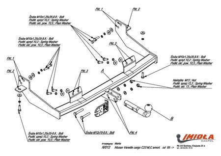 Фаркоп Imiola для Nissan Serena cargo (1995-1999) N.012