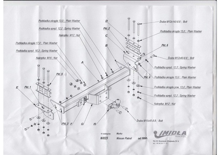 Фаркоп Imiola для Nissan Patrol (1998-2010) N.023