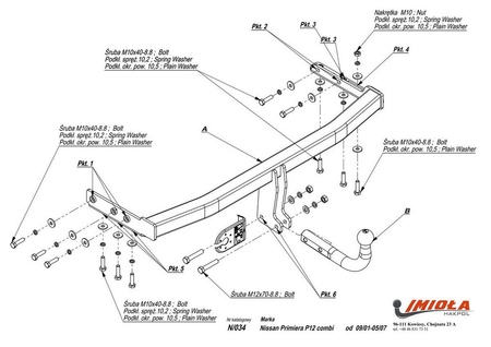 Фаркоп Imiola для Nissan Primera универсал (2002-2007) N.034