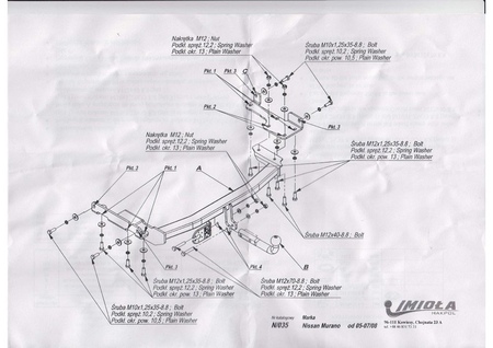 Фаркоп Imiola для Nissan Murano (2005-2008) N.035