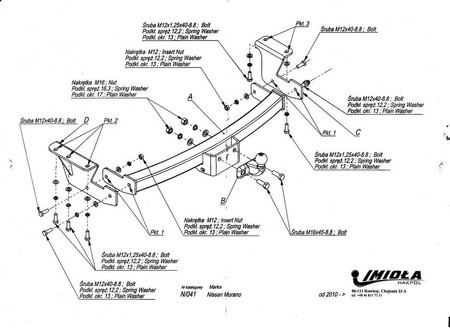 Фаркоп Imiola для Nissan Murano (2008-2014) N.039
