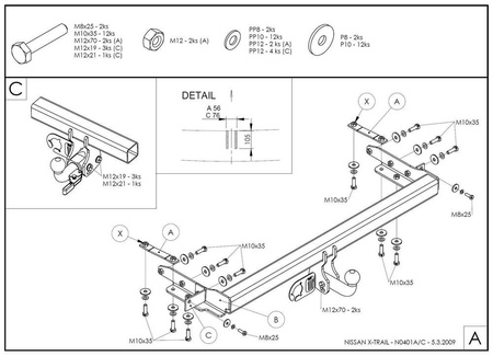 Фаркоп оцинкованный Galia для Nissan X-Trail (2001-2007) N040A