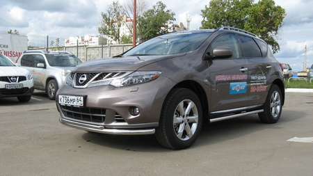Защита переднего бампера d57+d42 двойная Nissan Murano (2011-2016) NIM11002