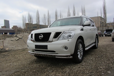 Защита переднего бампера d76 с профильной защитой картера Nissan Patrol (2012-2020) NIPAT002