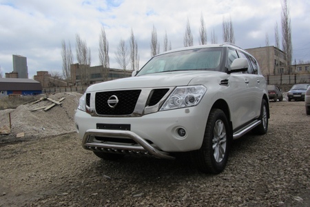 Кенгурятник d76 низкий широкий с ЗК и перемычкой Nissan Patrol (2012-2020) NIPAT006