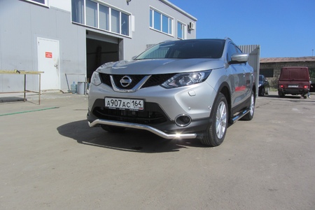 Защита переднего бампера d57 волна Nissan Qashqai (2014-2024) NIQ14-003