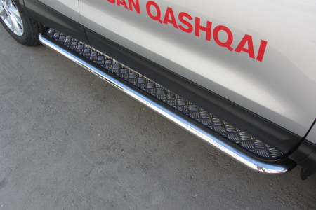 Защита порогов d57 с листом усиленная Nissan Qashqai (2014-2024) NIQ14-006