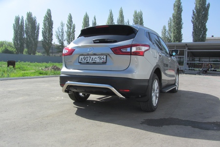 Защита заднего бампера d57 скоба Nissan Qashqai (2014-2024) NIQ14-009