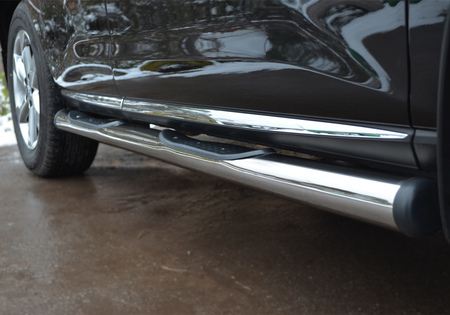 Пороги труба d76 с накладками вариант 2 RUSSTAL Nissan Murano (2010-2015) NMT-0103182