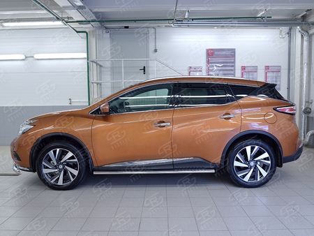 Пороги труба d120х60 овал с проступью RUSSTAL Nissan Murano (2016-2023) NMUO-002407