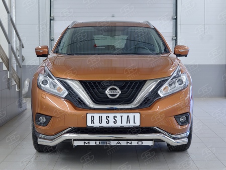 Защита переднего бампера d63 волна с надписью RUSSTAL Nissan Murano (2016-2023) NMUZ-002400