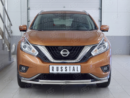 Защита переднего бампера d42 секция-d42 дуга RUSSTAL Nissan Murano (2016-2023) NMUZ-002405
