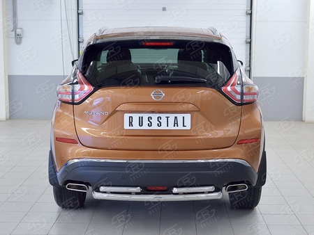 Защита заднего бампера d63 дуга-d42х2 дуги RUSSTAL Nissan Murano (2016-2023) NMUZ-002412