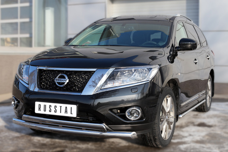 Пороги труба 120х60 овал с проступью RUSSTAL Nissan Pathfinder (2014-2017) NPO-002024