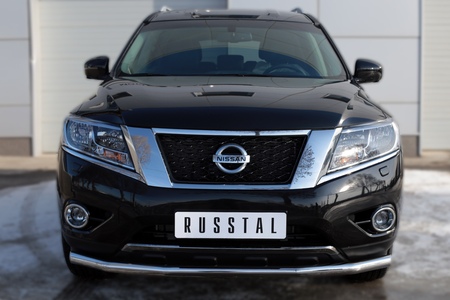 Защита переднего бампера d63 секции RUSSTAL Nissan Pathfinder (2014-2017) NPZ-002015