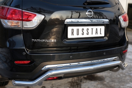 Защита заднего бампера d63 на RUSSTAL Nissan Pathfinder (2014-2017) NPZ-002027