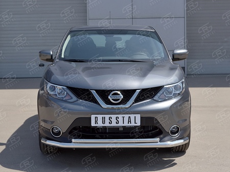Защита переднего бампера d63 секция-d42 дуга RUSSTAL Nissan Qashqai SPB (2015-2019) NQAZ-002308