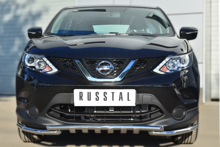 Защита переднего бампера d42 секции d42 уголки+клыки RUSSTAL Nissan Qashqai (2014-2018) NQQZ-001784