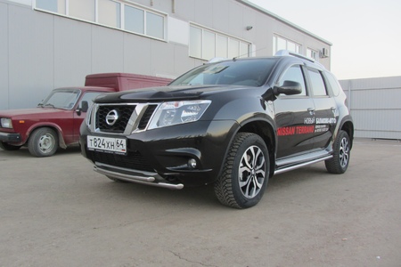 Защита переднего бампера d42+d42 двойная Nissan Terrano (2014-2023) NTER14-004