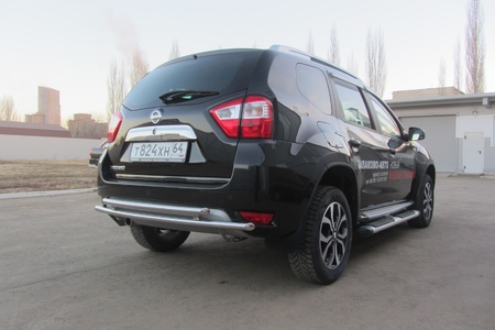 Защита заднего бампера d42+d42 двойная Nissan Terrano (2014-2023) NTER14-009