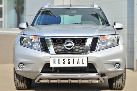 Защита переднего бампера d42 волна под машину+d42 зубы RUSSTAL Nissan Terrano (2014-2023) NTRZ-001782