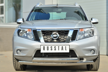 Защита переднего бампера d75х42 дуга d75х42 дуга RUSSTAL Nissan Terrano (2014-2023) NTRZ-001785