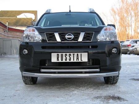 Защита переднего бампера d63х42 RUSSTAL Nissan X-Trail (2007-2010) NXZ-000098