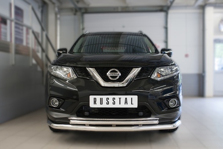 Защита переднего бампера d63 секции d42 дуга RUSSTAL Nissan X-Trail (2015-2018) NXZ-002081