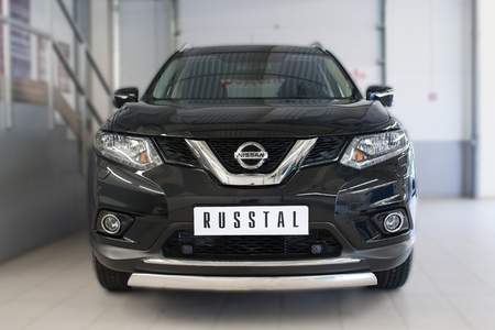 Защита переднего бампера d75х42 дуга RUSSTAL Nissan X-Trail (2015-2018) NXZ-002085