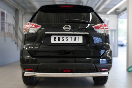 Защита заднего бампера d75х42 дуга RUSSTAL Nissan X-Trail (2015-2018) NXZ-002092