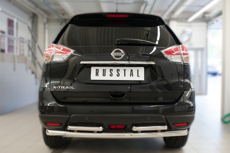 Защита заднего бампера d63 дуга d42х2 дуга RUSSTAL Nissan X-Trail (2015-2018) NXZ-002093