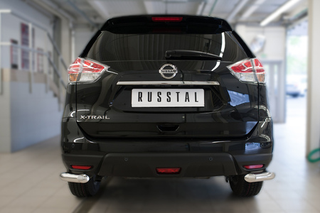 Защита заднего бампера уголки d63секции RUSSTAL Nissan X-Trail (2015-2018) NXZ-002095