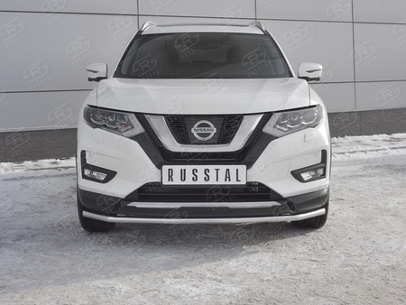 Защита переднего бампера d42 секции RUSSTAL Nissan X-Trail (2018-2023) NXZ-003149