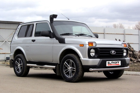 Защита переднего бампера d57 радиусная Lada Niva 4x4 Urban 3D (2014-2021) NivUR002