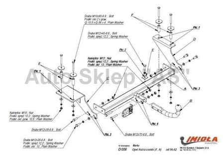 Фаркоп Imiola для Opel Astra F универсал (1996-2002) O.006